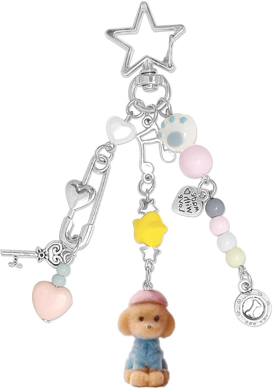 Cute Keychain Aesthetic Y2K Keychain Accessories Heart Butterfly Strawberry Bear Key Chain for Keys Bags Women Gifts