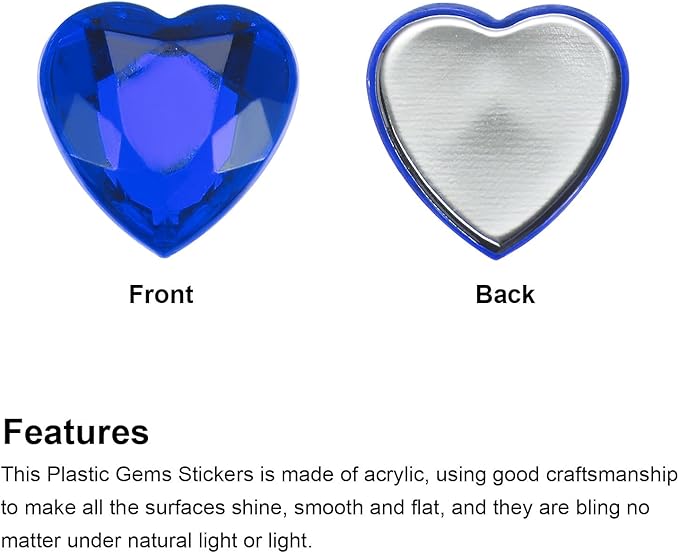 MECCANIXITY 40 Pcs Acrylic Heart Rhinestone 15mm Flat Back Plastic Gems Jewelry Stickers for Craft Bead Face Painting Costume Jewelry Making, Dark Blue
