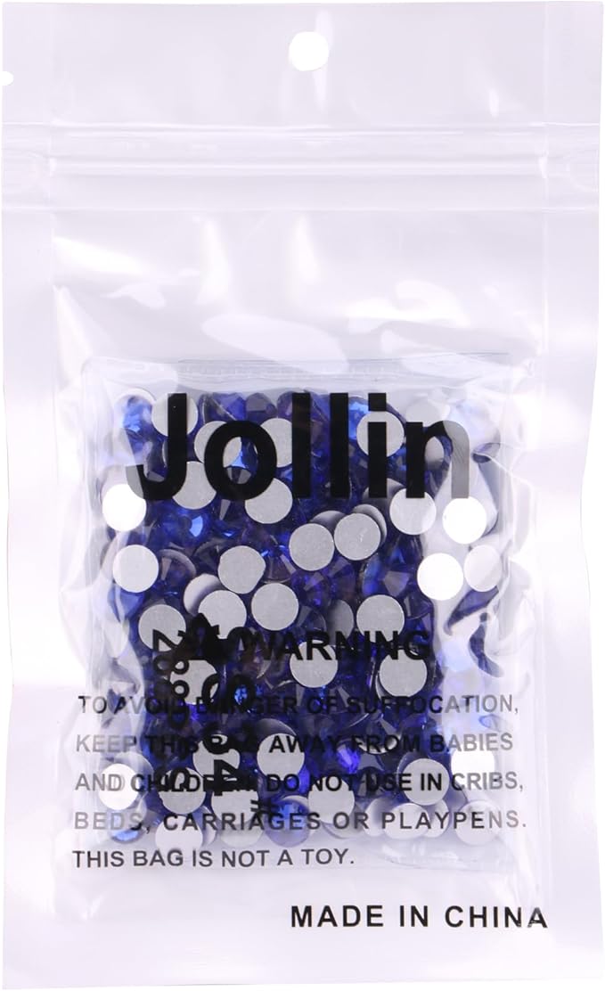 Jollin 288pcs Flatback Rhinestones Glue Fix Crystal Glass Diamantes Gems for Crafting Nail Art Crafts Decorations Clothes Shoes 7.2 mm (ss34, Sapphire)