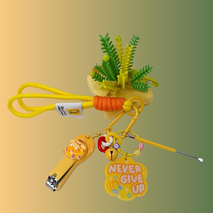 Cute Keychain with Nail Clipper Ear Pick for Women Girls Cute Key Chain Wristlet Cartoon Keychain Lanyard