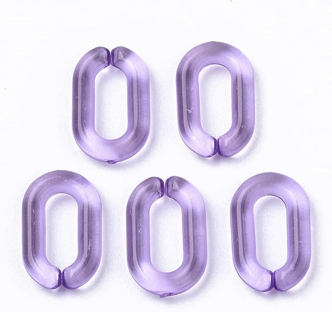 Beadthoven 100pcs Transparent Acrylic Linking Rings Oval Quick Link Connectors for Curb Chains Purse Eyeglass Chain DIY Craft Making 15x9x3mm (Mixed Color)