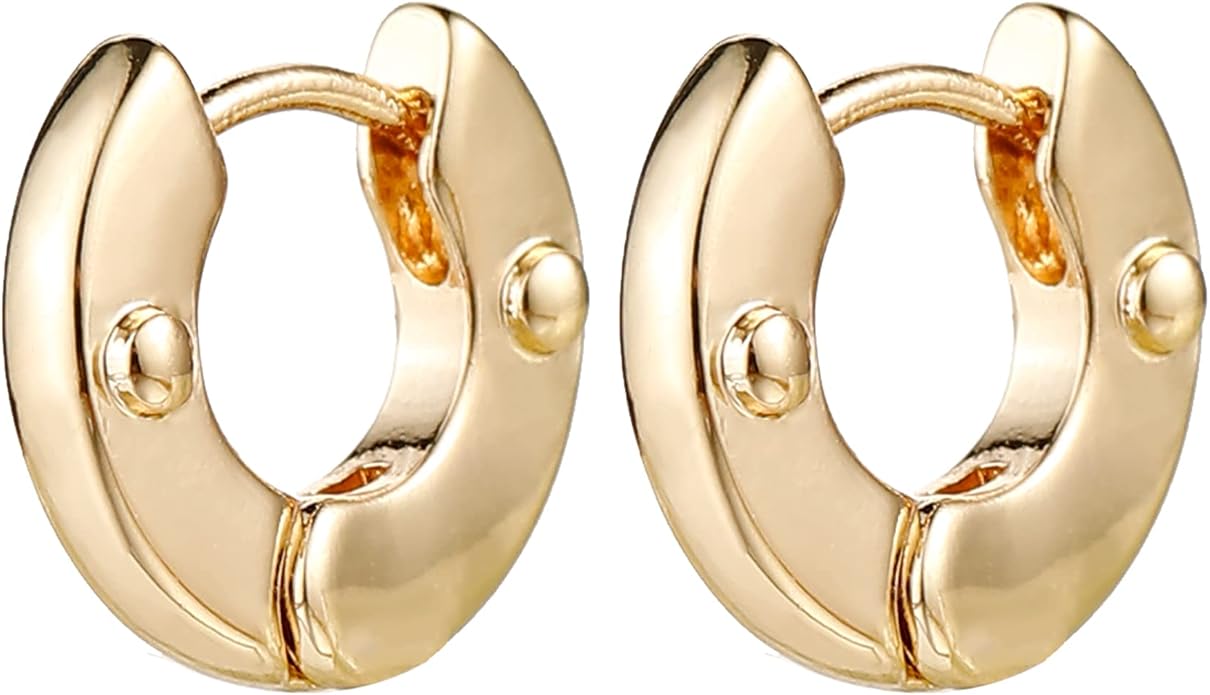 HILXURY Gold Chunky Hoop Earrings Set for Women, 14K Gold Plated Twisted Huggie Hoop Earring Hypoallergenic, Thick Open Hoops Set Lightweight