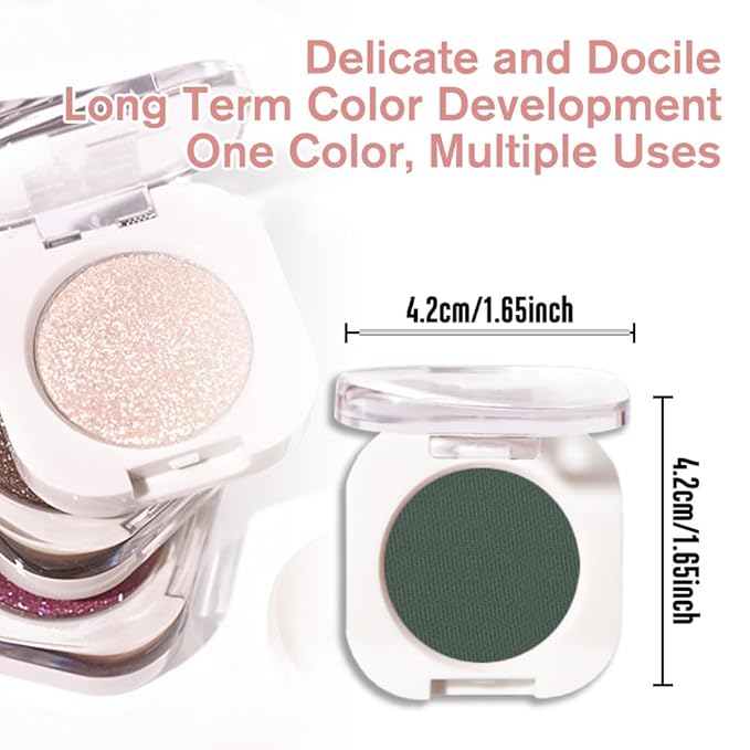 Single Matte Eye Shadow Palette Makeup, Forest Green Matte Eyeshadow for Older Women Halloween Birthday Party Wear, Monochrome Eye Shadow Makeup, Pigmented Waterproof Sombras Para Ojos, 16