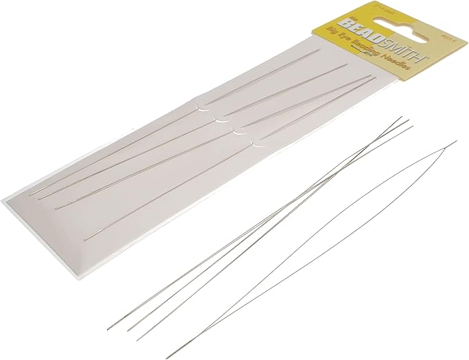 The Beadsmith Big Eye Beading Needles, 5 inches, 4 per Card, Sharp Points, Use for General Sewing, Weaving and Embroidery, Very Easy to Thread