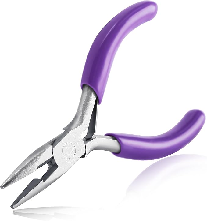 SPEEDWOX 3 Inches Chain Nose Pliers with Cutter, Purple, Jewelry Making Miniature Pocket Plier, Needle-Nose Pliers, Wire Cutters, Jewelry Pliers, Jewelry Making Tools