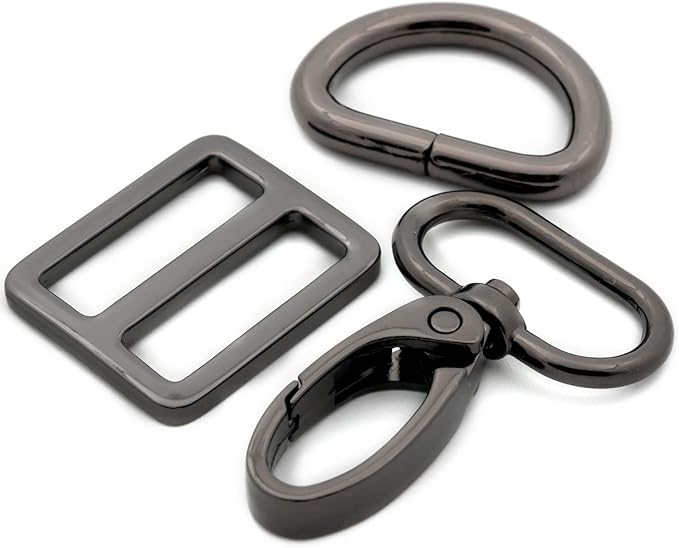 Oval Ring Swivel Lobster Claw Clasps, 5 Set Keychain Clasp Oval Ring Swivel Snap Hooks for Strap Bag Purse Landyard Craft (3/4",Gunmetal)