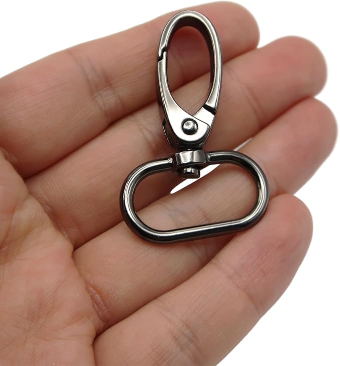 Swivel Lobster Claw Clasps 1 Inch 15pcs - Heavy Duty Metal Clasps with Secure Lock, Curved Snap Hooks for Bags, Jewelry Making, Keychains, Lanyards & DIY Craft Supplies (Gunmetal, 1 inch)