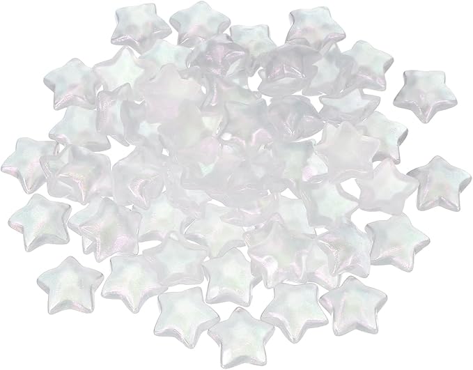 uxcell 50Pcs Flat Back Star Resin Charm, Glitter Star Charm Mini Bulk Beads Embellishments for DIY Crafts Hair Clips, Photo Frames, Phone Cases, Scrapbooking Decor, White