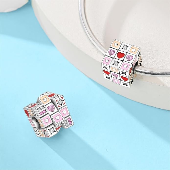 HONGRUI 925 Sterling Silver Charm for Bracelets Necklace Fashion Heart Bow Flower Family Butterfly Pendant Bead Charm for Women Festival jewelry gifts