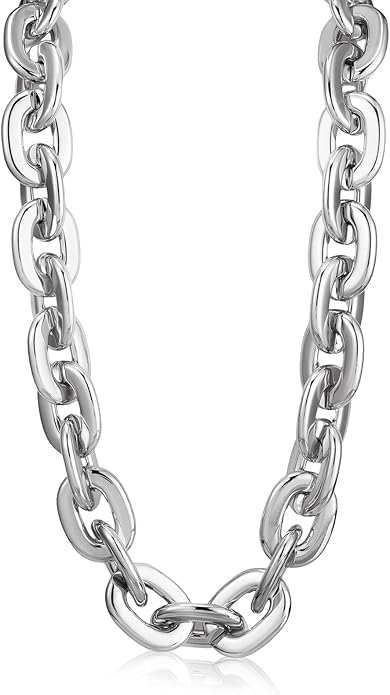 Remuuly Plastic Chain Necklace Chunky Big Fake Necklace Hip Hop Rapper Giant Turnover Chain Costume for Halloween