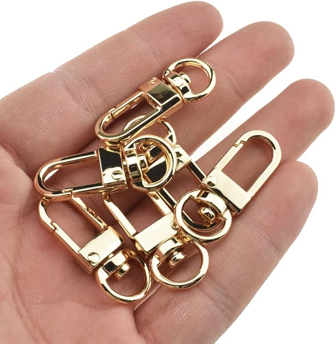 Hahiyo 34mm Length Swivel Lobster Clasp One Handed Operation Strong Hinge Smooth Locking Motion Zinc Alloy Push Gate Trigger Snap Hook Buckles Gold 6 PCS for Crossbody Purse Chain Connect Key Fobs