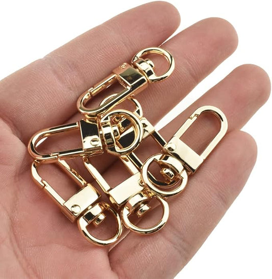 Hahiyo 34mm Length Swivel Lobster Clasp One Handed Operation Strong Hinge Smooth Locking Motion Zinc Alloy Push Gate Trigger Snap Hook Buckles Gold 6 PCS for Crossbody Purse Chain Connect Key Fobs