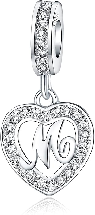 925 Sterling Silver Letter Charms A~Z Alphabet Charm Letter Beads fit Pandora European Bracelets fit Wife Mom Christmas Birthday Gift