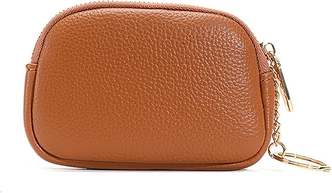 Leather Squeeze Coin Purse Pouch Change Purse Wallets Portable Size Coin Bag (Brown)