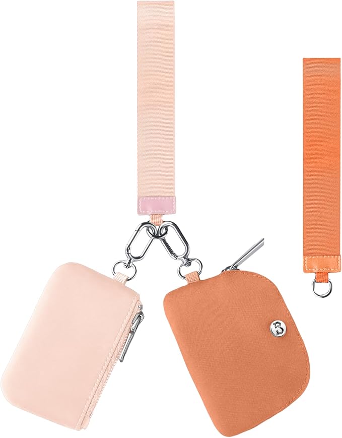 Babysun Mini Zip Around Dual Pouch Wristlet With 2 Straps Wristlet Keychain Wallet for Women Coin Purse Small Cute for Teen Girl