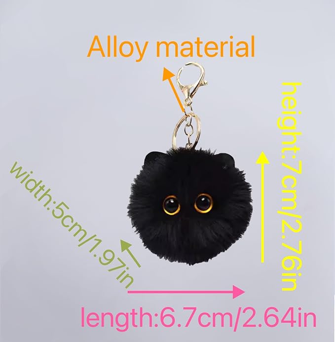 Stocking Stuffers, Cute Cat Plush Keychains Cool Cat Pom Pom Car Keychain Kawaii Backpack Christmas Gifts for Women