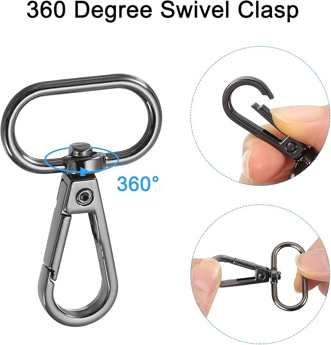 uxcell 12 Pcs Swivel Clasp Hook, 0.98" Purse Snap Clasps Detachable for Bag, Grey