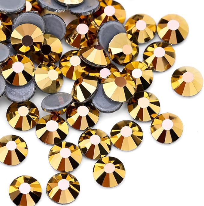 1440pcs Hotfix Rhinestones Flatback Crystal Rhinestones for Crafts Crafting Clothes Shoes DIY Decorations, 3.2mm SS12, Gold Hematite