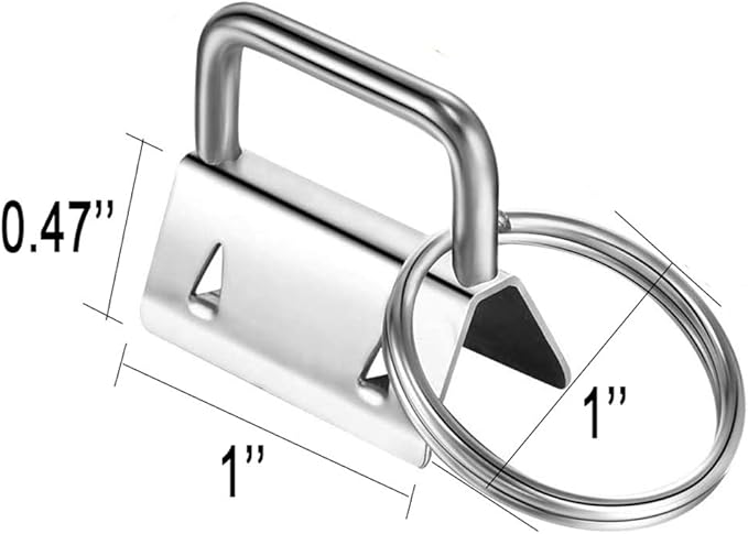Qovydx 45Pcs 1 inch Silver Key Fob Hardware Kits 1” Metal Keyfobs Hardware Bulk for Keychains Fob Wristlet Hardware with Key Ring for Lanyard