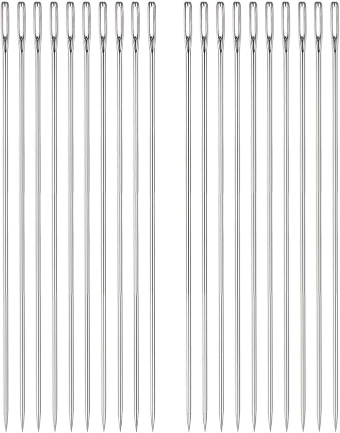 TOP-VIGOR 20Pc 1.6mm x 150mm Sewing Needles, Big Eye Embroidery Beading Needle for Hand Sewing, Sharp Point Stitching Needles for Home Repair Stitching and Crafting Projects