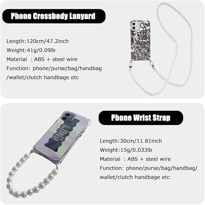 2Pcs Phone Crossbody Lanyard and Wrist Strap, Universal Cell Phone Lanyard Strap with 2Tether Tab