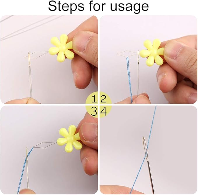 6 Pieces Big Eye Beading Needles, 2 Sizes Collapsible Eye Needles for Beading with Needle Bottle, Threader for Jewelry Making (1.77inch+2.28inch)