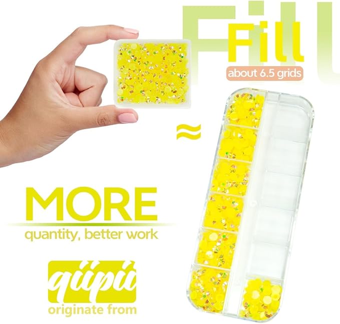 Lemon Yellow AB Resin Rhinestones w B7000 Jewelry Glue for Bedazzling Crafting 3mm 4mm 5mm 6mm Citrine Flatback Jelly Stones Bulk Diamonds Gems for Nails Face Makeup Tumblers DIY Crafts Decor