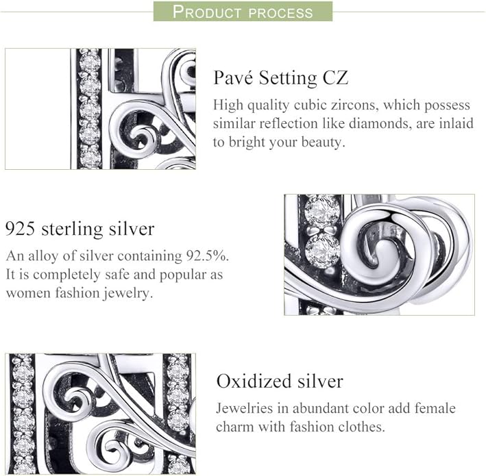 925 Sterling Silver Letter Charms for Pandora Bracelets Alphabet Initial Charms Beads Birthday Christmas Jewelry Gift for Women