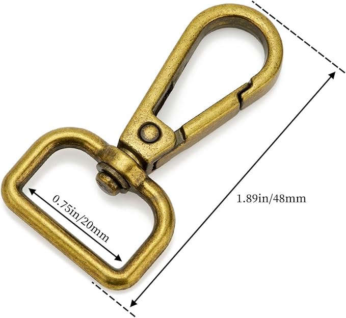 9 Pcs D Ring Swivel Lobster Claw Clasp Push Gate Snap Hooks Trigger Clips for DIY Crafts Keychain Purse Handbag Making,3/4 Inch Bronze