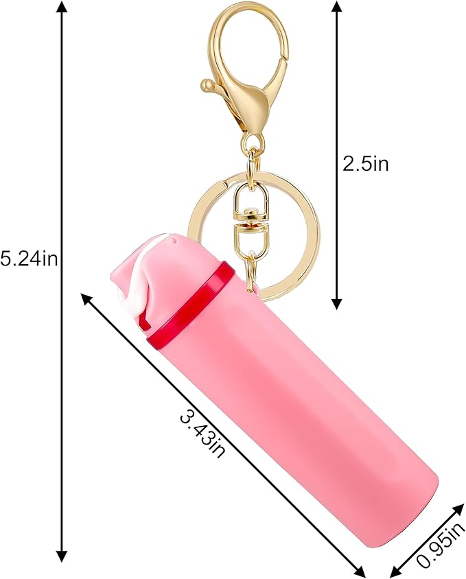 Mini Trendy Bottle Keychain Accessories Compatible with Owala Water Cute Tumbler Cup Chapstick Lip Balm Holder Charms