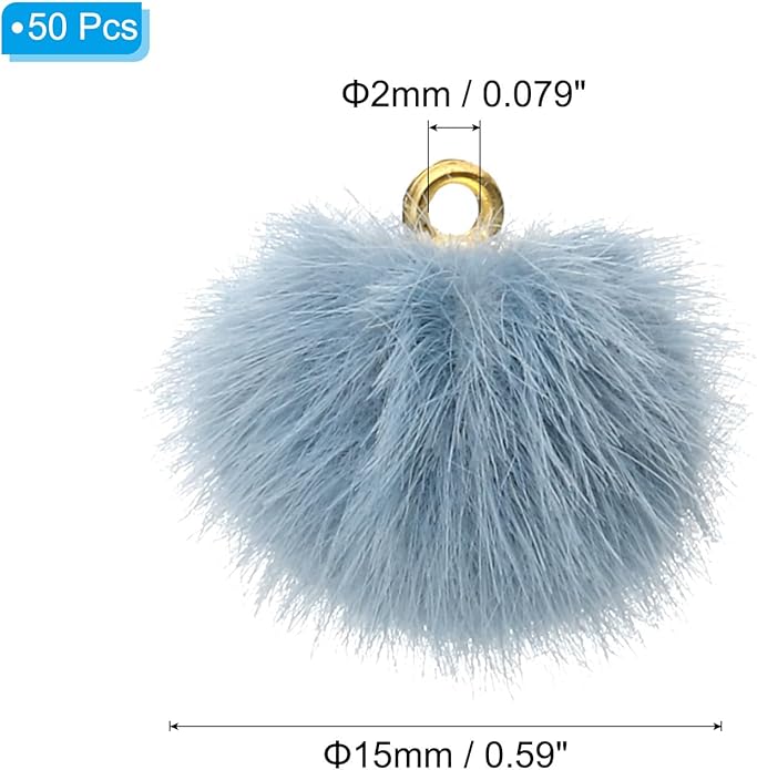 PATIKIL 50pcs Pom Poms Charm, Pompoms Charm Craft Pom Poms Pendants Balls Small Fluffy Tassel Bulk for Crafts Jewelry Making