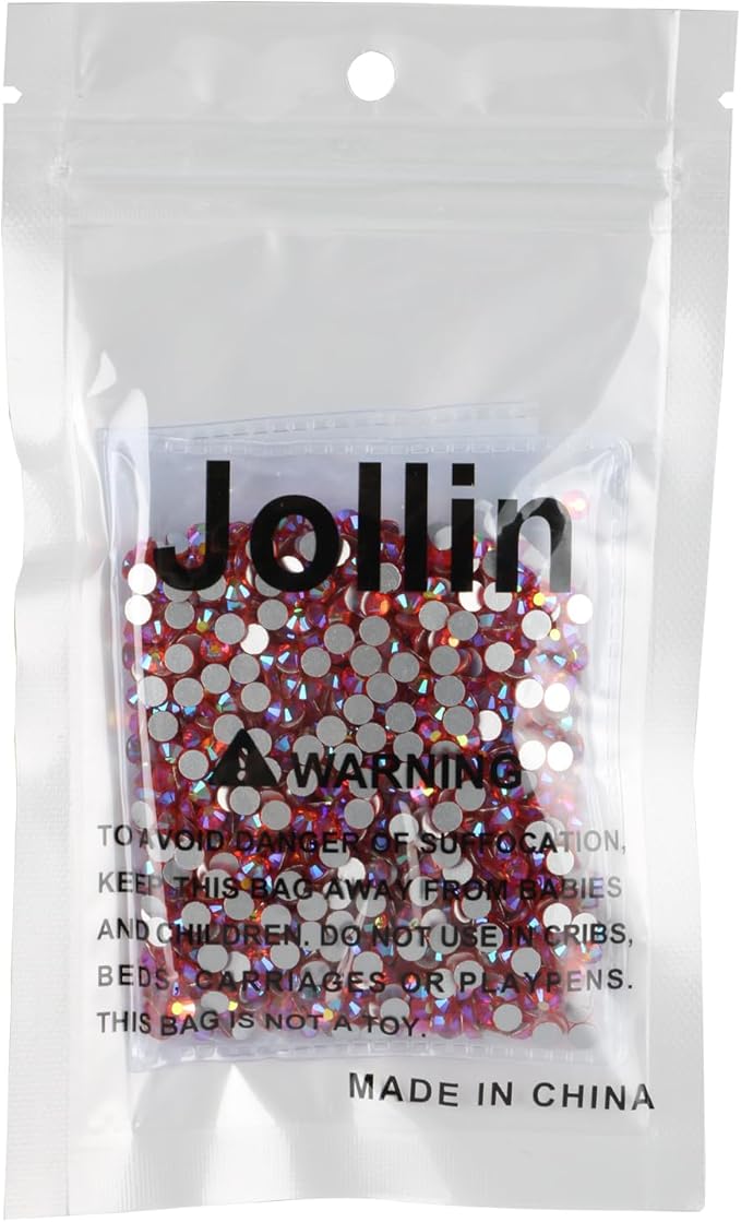 Jollin Glue Fix Crystal Flatback Rhinestones Glass Diamantes Gems for Nail Art Crafts Decorations Clothes Shoes(ss16 1440pcs, Red AB)