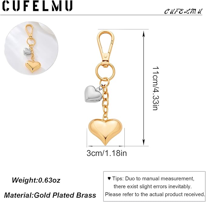 Heart KeyChain for Women Bagchain Gold Silver Fashion Keychains Accessories