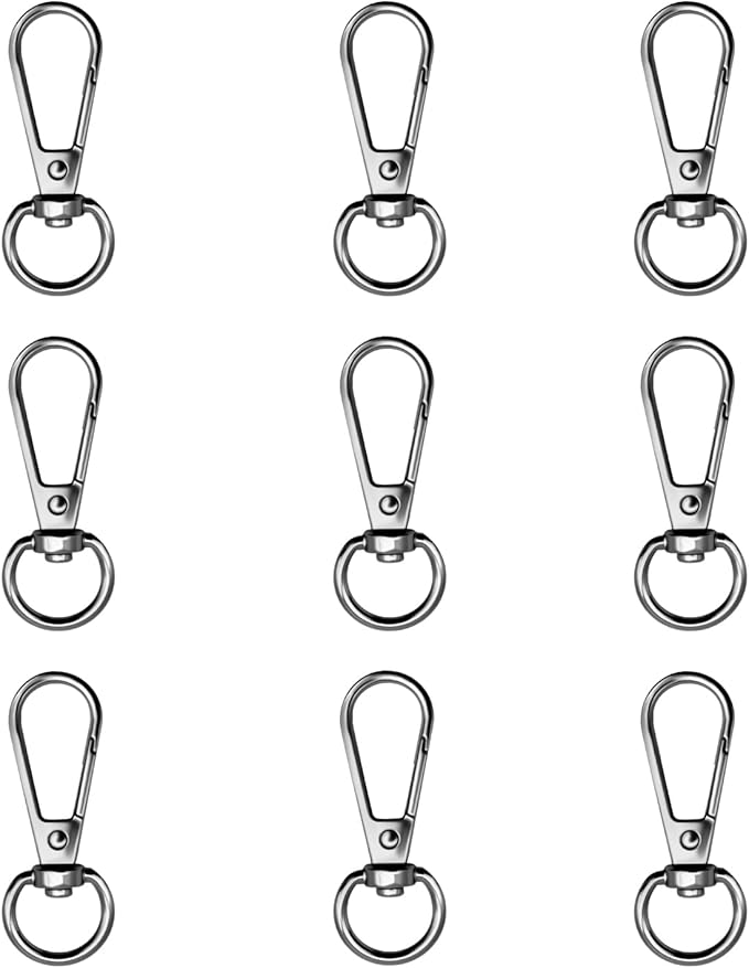 12pcs Swivel Push Gate Snap Hooks Clasps for DIY Crafts Keychain Clip Purse Handbag Making Accessories (Gun Black,Medium(38mm))