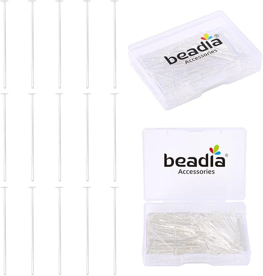 Silver Plated Flat Head Pins Non Tarnish 30mm 200pcs for Jewelry Making Findings