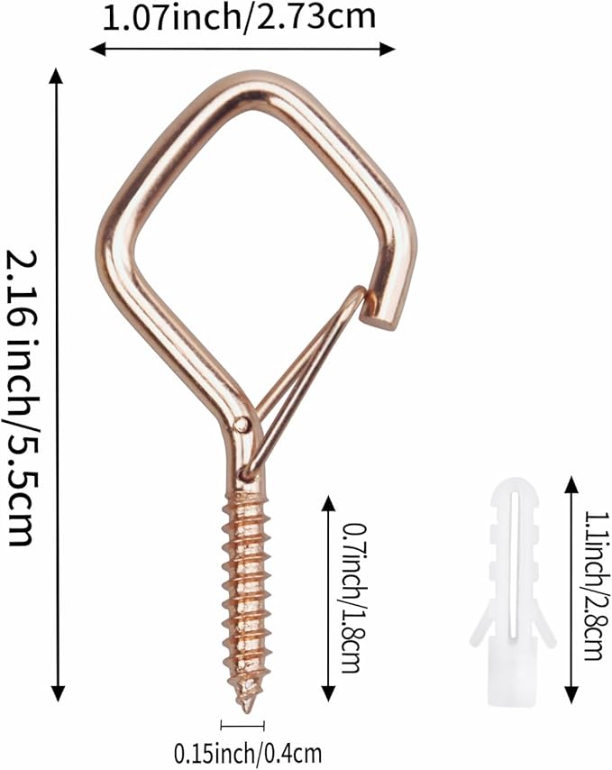 60 Pcs Rose Gold Eye Hooks Screw Heavy Duty,Ceiling Hooks for Hanging Plants,String Lights,Cup,Wind Chime,Bird Feeders. Plant Hanger Indoor&Outdoor