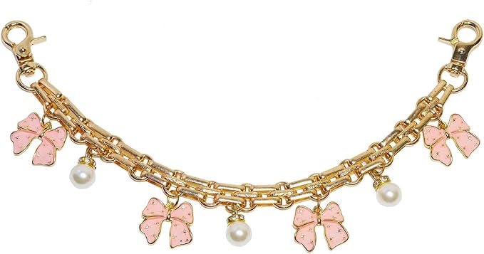 Cute Cherry Bag Chain Keychain with Pearl, Pink Bow Purse Charm, Trendy Handbag Bag Charm Keychain Accessories for Women
