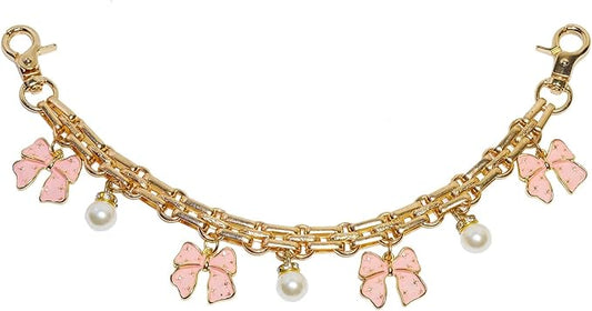 Cute Cherry Bag Chain Keychain with Pearl, Pink Bow Purse Charm, Trendy Handbag Bag Charm Keychain Accessories for Women