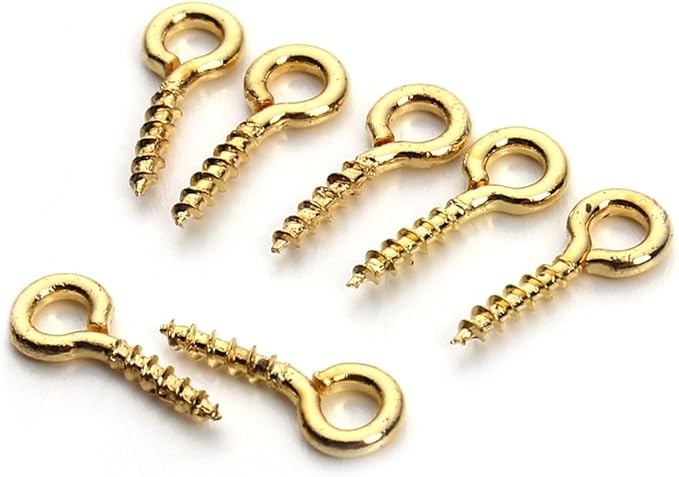 Metal Screw Eye Pins Hooks 4X10mm Heavy Duty Screw Eye Pins for DIY Jewelry Making Red Copper Plated Eye Bolt Arts & Crafts Project 200 Pcs/lot