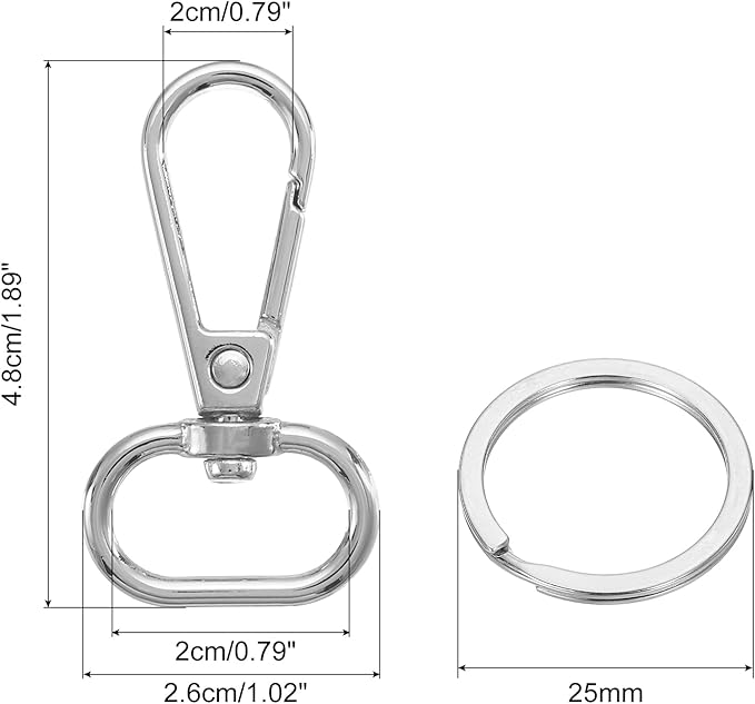 uxcell 12 Pcs Swivel Clasp Hook, 0.79" Purse Snap Clasps Detachable for Bag, Silver