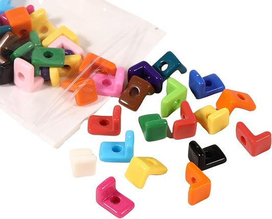 40 PCS Letter Beads 3D Acrylic 21mm x 14mm L Loose for Jewelry Making Bracelet Necklaces Keychain Phone Bag Chain Key Chains(Mixed Color L)