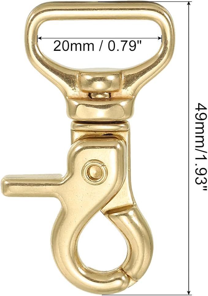 PATIKIL Lobster Clasp Keychains, 4 Pack 3/4 Inch Pure Brass Oval Lobster Clasps Swivel Trigger Snap Hook Purse Lanyard Clips for DIY Leather Craft