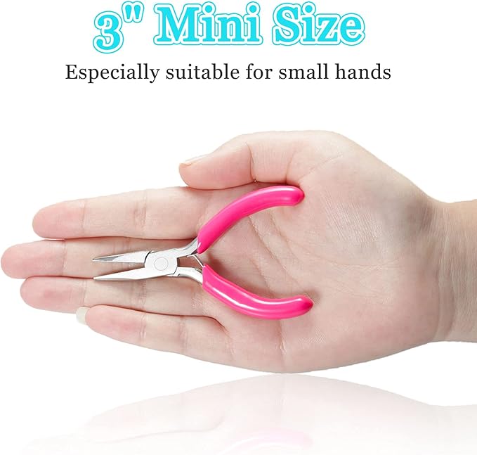SPEEDWOX 3" Jewelry Pliers Set, 10 Pack Include Wire Cutters Bent Nose Pliers Round Nose Pliers Long Nose Pliers End Nipper Flat Nose Pliers, with Storage Pouch Tweezers with Shovel for DIY Craft