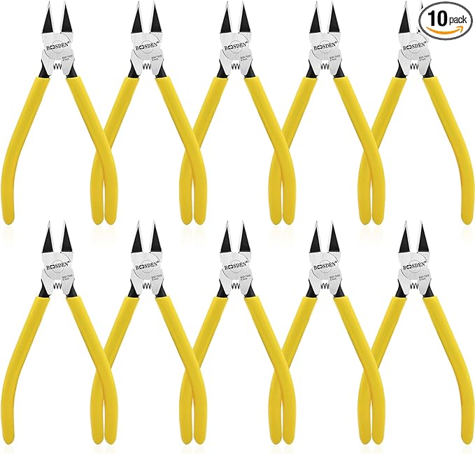 BOOSDEN Wire Cutters 10 PACK, 6 inch Wire Clippers, Dikes Side Cutter Nippers, Diagonal Cutting Pliers, Spring Loaded Flush Cut Pliers for Plastics, Crafts, Zip Tie, Floral