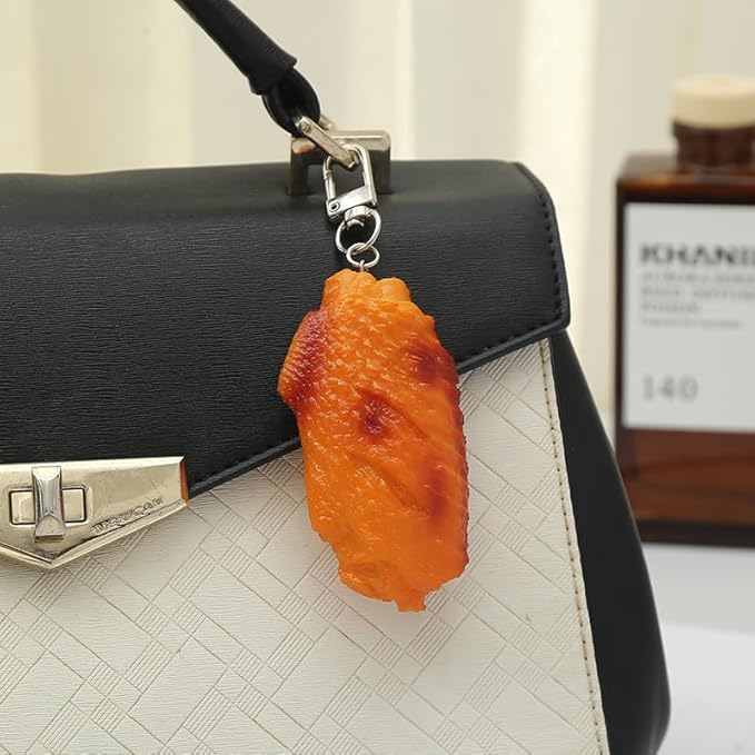 HSYHERE Men Women Creative Interesting Novelty Stylish Mini Simulated Food Orange Shrimp Keychain Key-ring Pendant