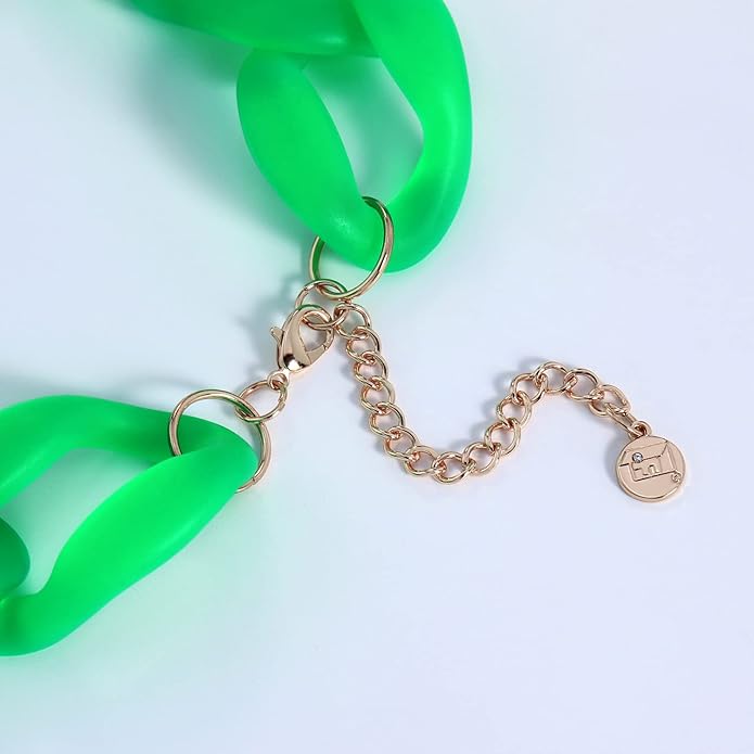 Firstmeet Chunky Acrylic Necklace Smooth Chain Link Cool Statement Choker Cuban Style Jewelry Gift for Women