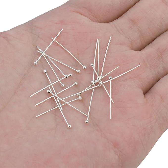 925 Sterling Silver Ball Head Pins 0.5x20mm 20pcs for Jewelry Making Findings