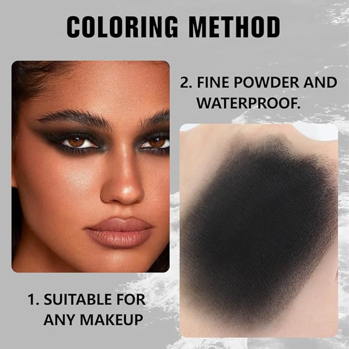 Matte Single Eye Shadow Palette Makeup, Deep Dark Black Monochrome Eyeshadow For Older Women, Mini Single Pressed Pigmented Waterproof Sombras Para Ojos, Vegan, Talc, Paraben&Cruelty Free