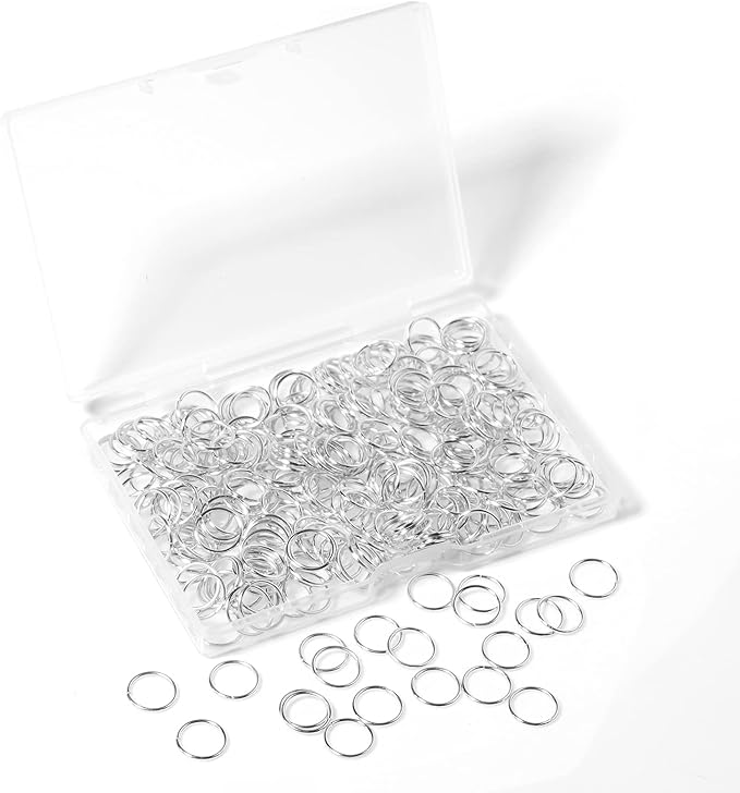300Pcs 10mm Open Jump Rings Silver Plated Jump Rings for Jewelry Making Single Ring Bulk for DIY Craft Earring Necklace Bracelet Pendant Choker Jewelry Making Findings and Key Ring Chain