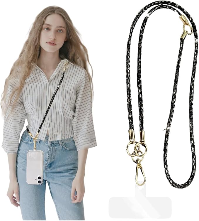 2Pcs Phone Crossbody Lanyard and Wrist Strap, Universal Cell Phone Lanyard Strap with 2Tether Tab